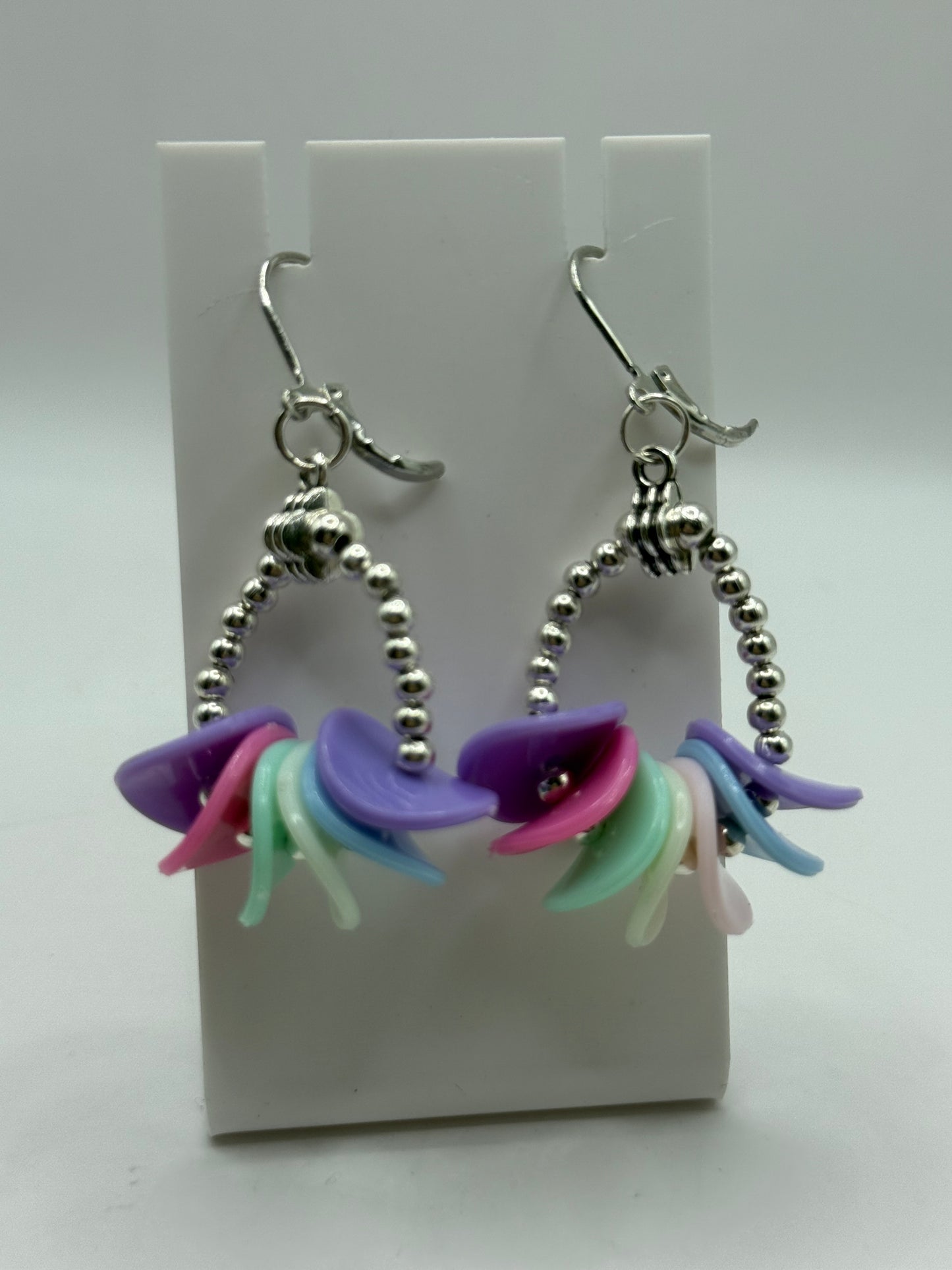 Pastel Hoop Earrings – Colorful Beaded Earrings – Handmade Lightweight Dangle Earrings – Fun Festival Jewelry – Gift for Her