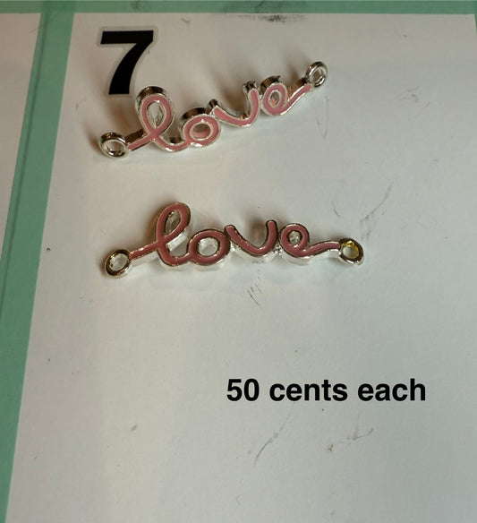 Destash - "Love" Cursive Pink Connector
