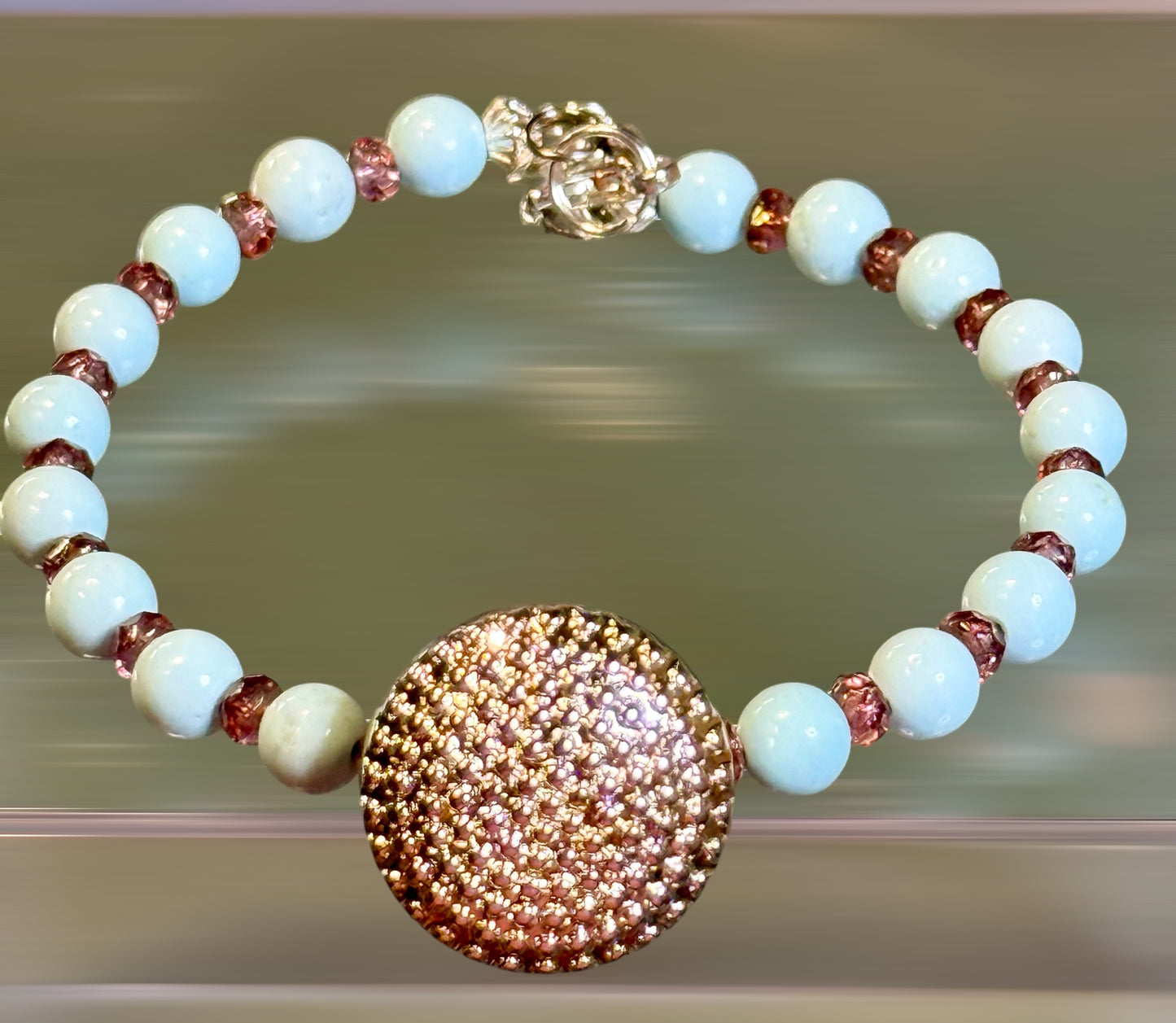 Sky Blue and Silver Buckle Bracelet 7.75"