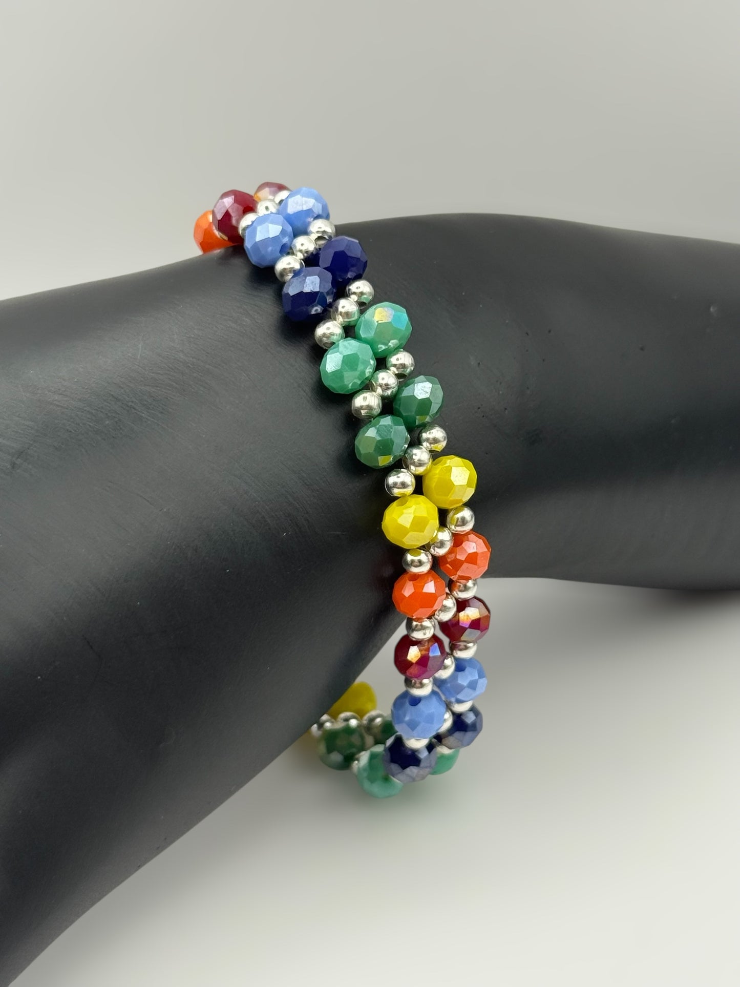 Double Band Rainbow Bracelet 7.5"