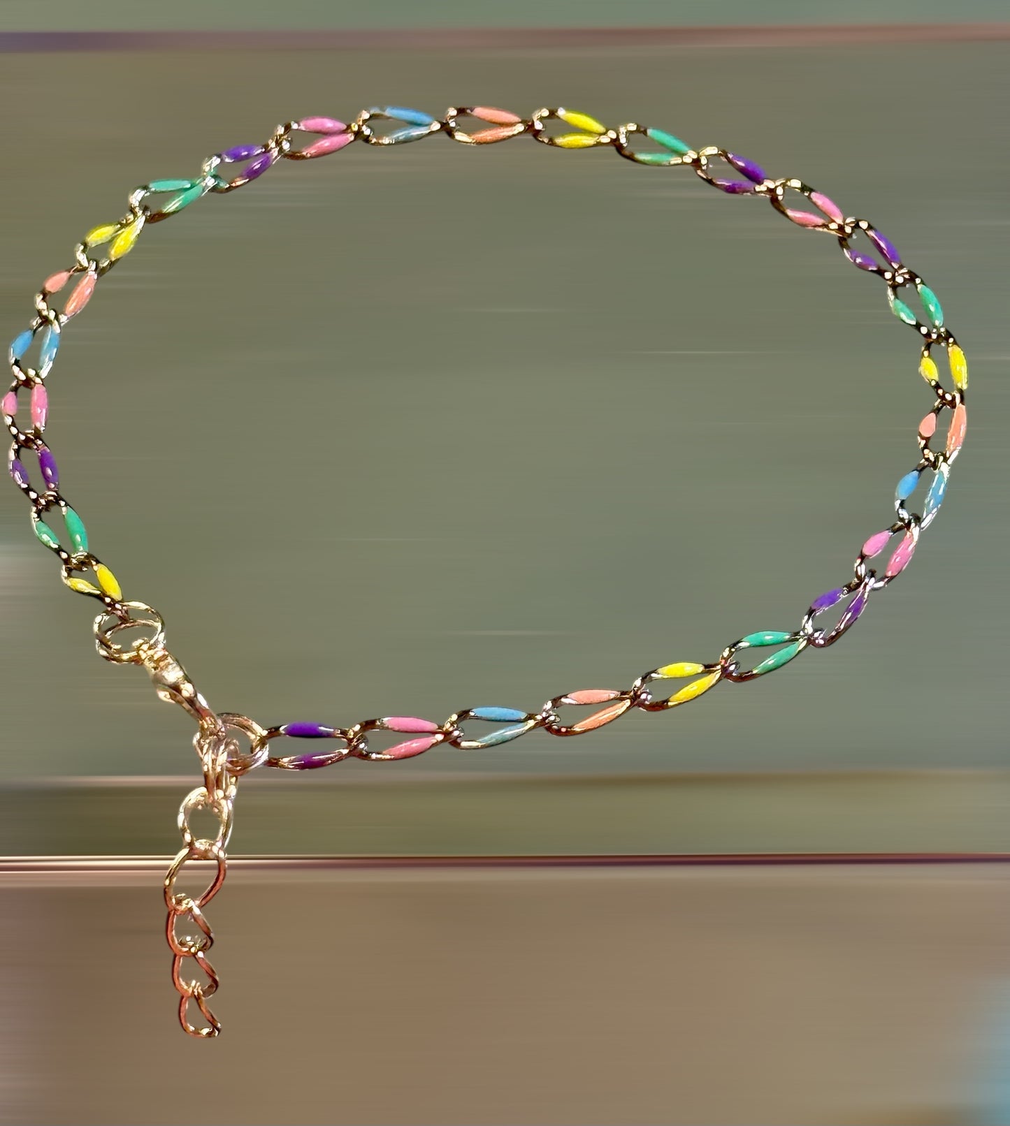 Multi-Pastel Chain Bracelet 8" with matching swag-style earrings