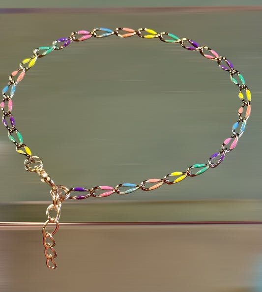 Multi-Pastel Chain Bracelet 8" with matching swag-style earrings