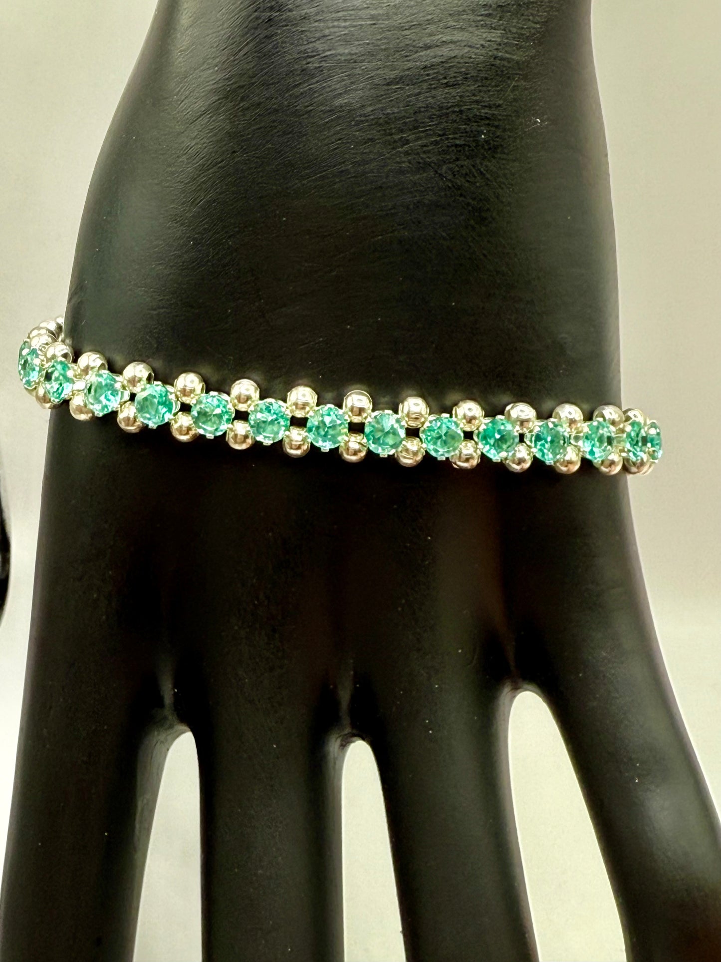 Elegant Rhinestone Bracelet with Mother of Pearl Clasp – 7.75” – Sparkling Silver Tone Jewelry – Statement Bracelet – Gift for Her