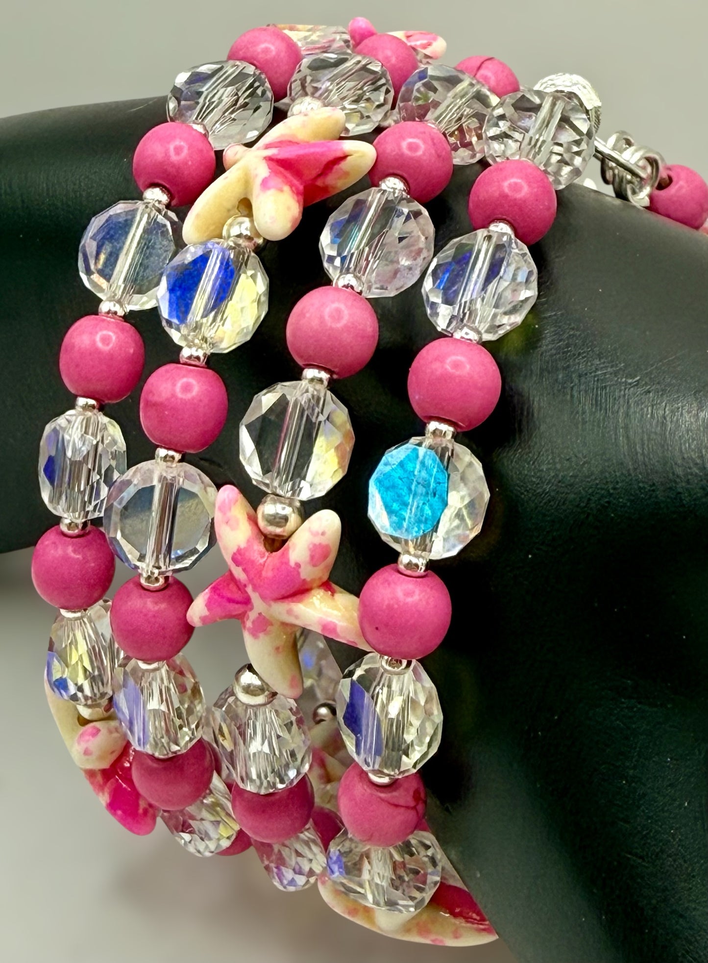 Pink Turquoise Starfish Wrap Bracelet