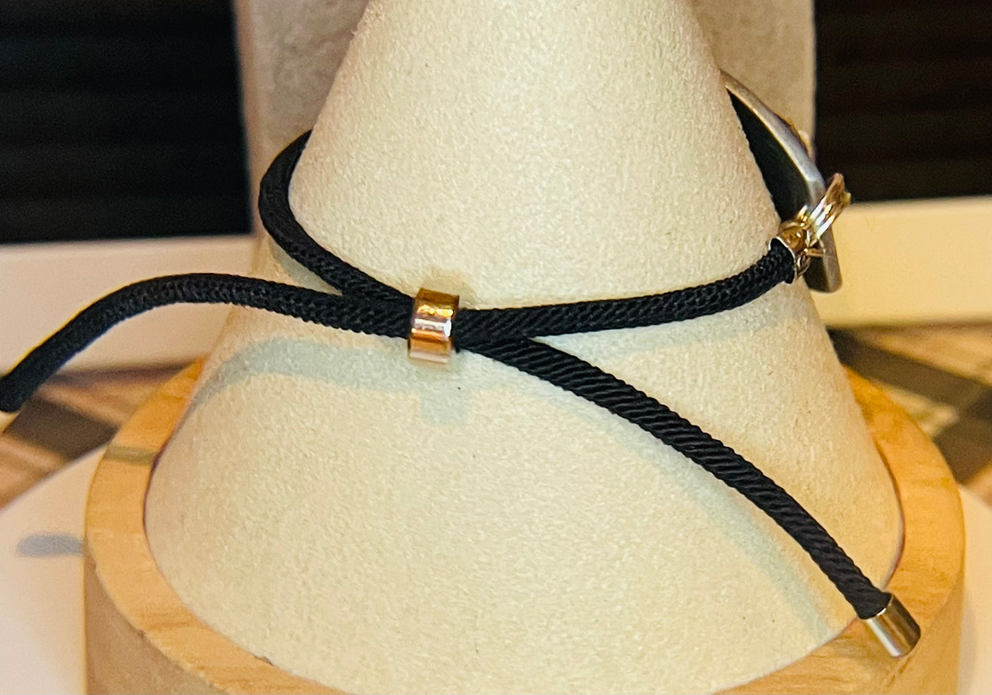 Peach Butterfly corded bracelet (adjustable)