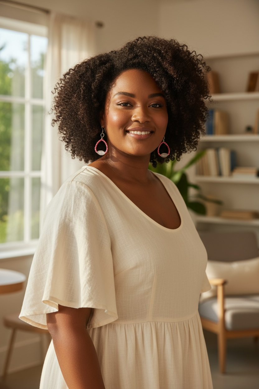 Cat Eye Selenite Beaded Earrings | Handmade Pink or Green Dangle Earrings | Lightweight Boho Jewelry | Gift for Her