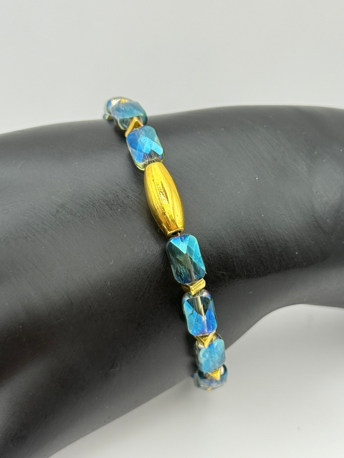 Blue and Green Prism Bracelet 7.5"