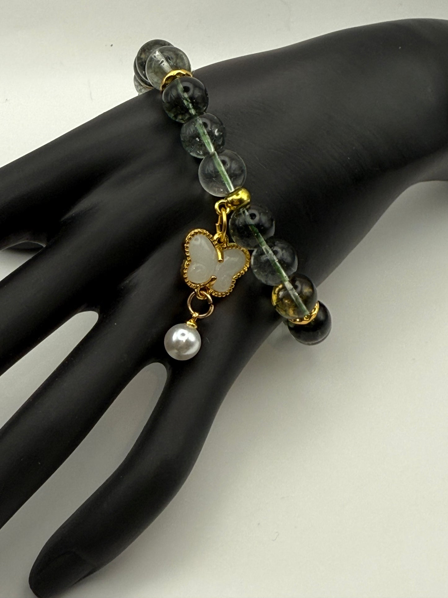 Phantom Quartz Butterfly Elastic Bracelet 7.5"