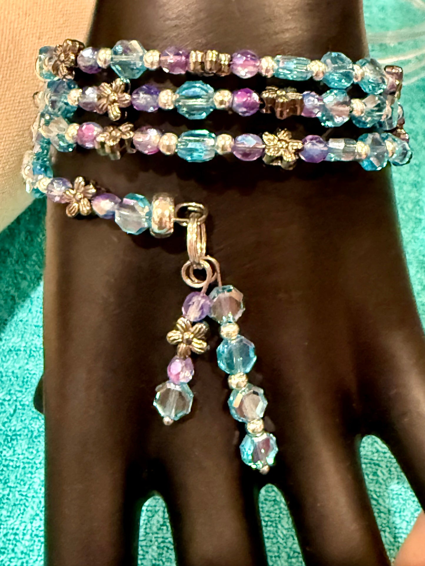 Wrap Bracelet - Czech glass (blue and purple)