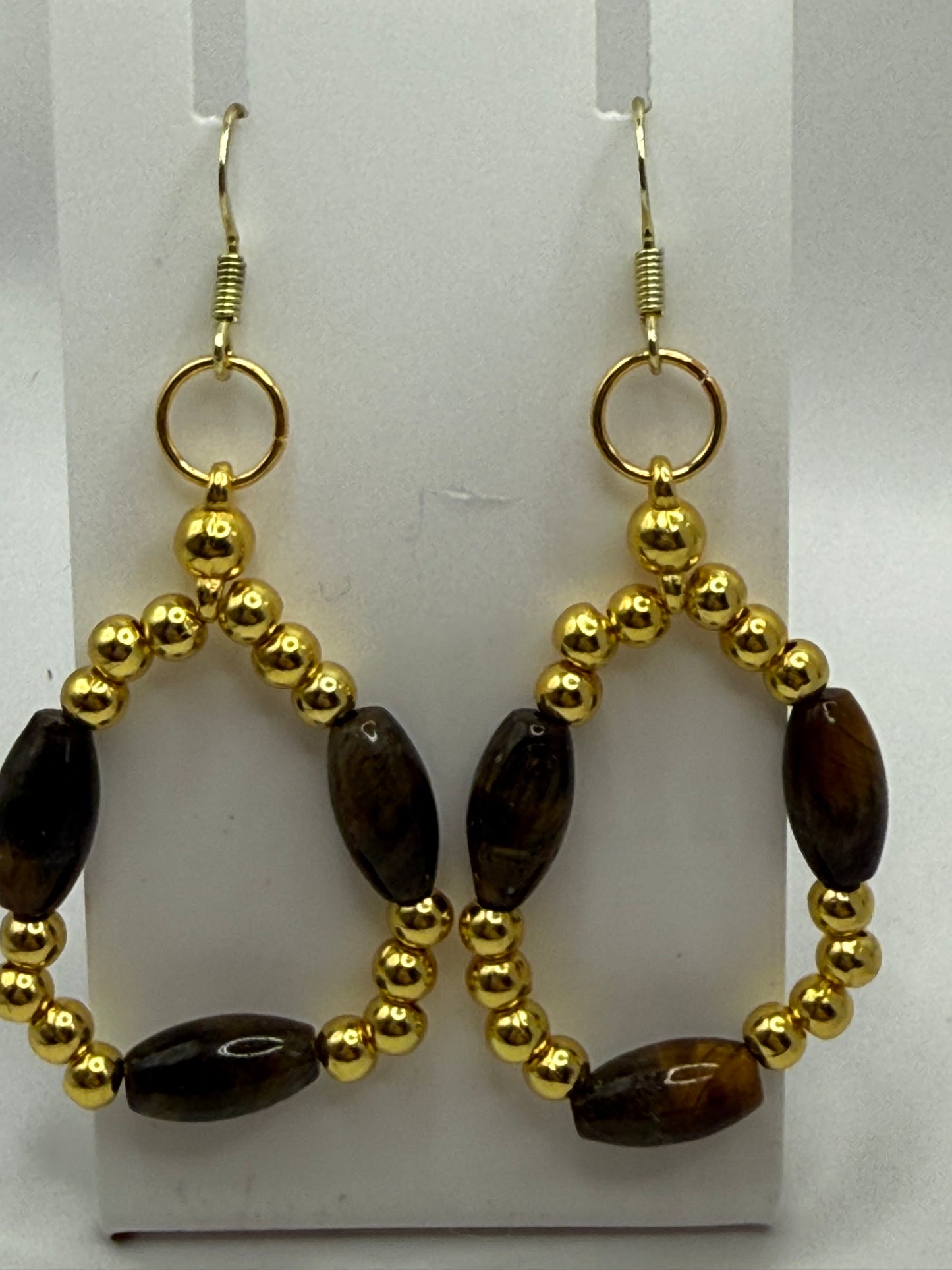 Tiger’s Eye Bracelet with Gold Accents – 7.75” Clasp – Free Resizing – Includes Complimentary Matching Earrings