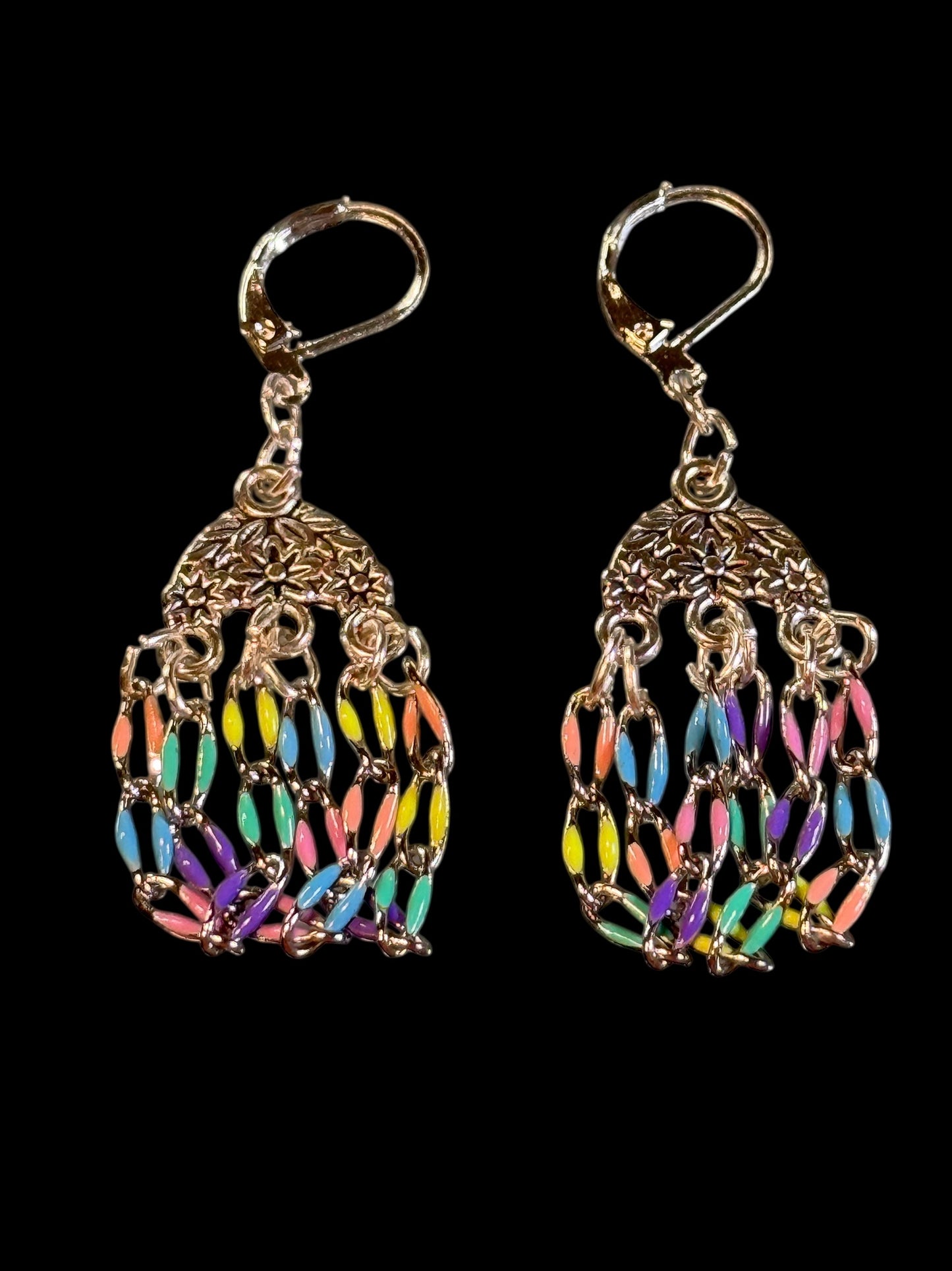 Multi-Pastel Chain Bracelet 8" with matching swag-style earrings