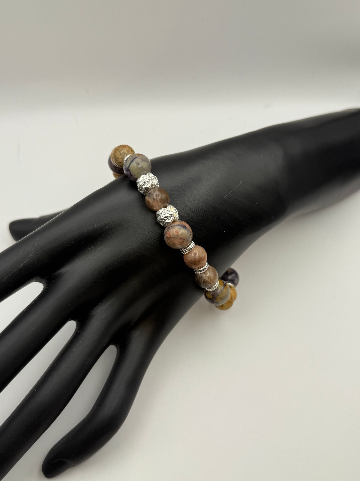 Picasso Jasper and Fluorite Root elastic bracelet 7.75"