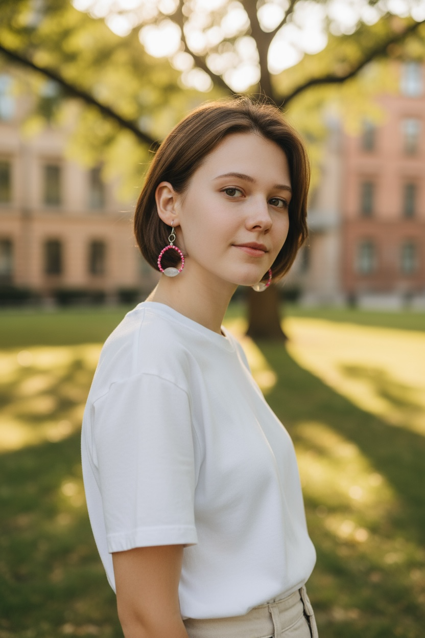 Cat Eye Selenite Beaded Earrings | Handmade Pink or Green Dangle Earrings | Lightweight Boho Jewelry | Gift for Her