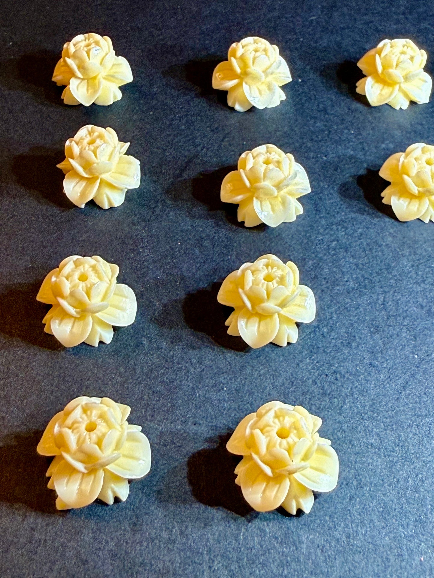 DESTASH - Natural Shell Carved Rose Bloom - Great for drop earrings. Set of 10