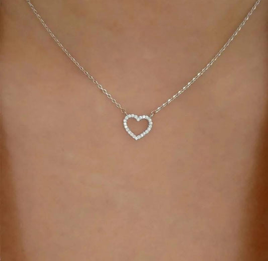 Dainty Open Heart Necklace – 20” Plated Chain