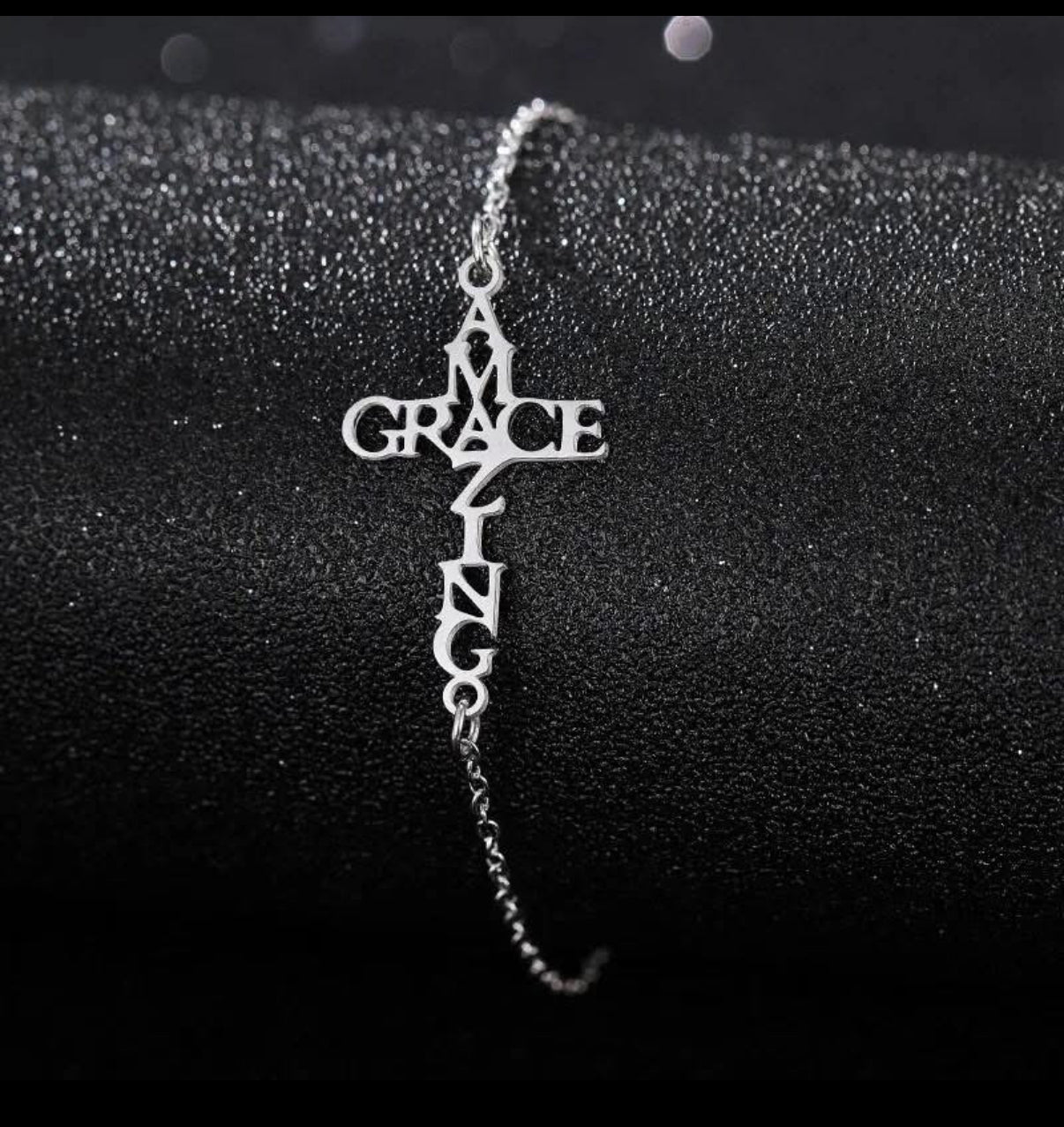 Amazing Grace Silver-Plated Cross Bracelet – Inspirational Jewelry Gift