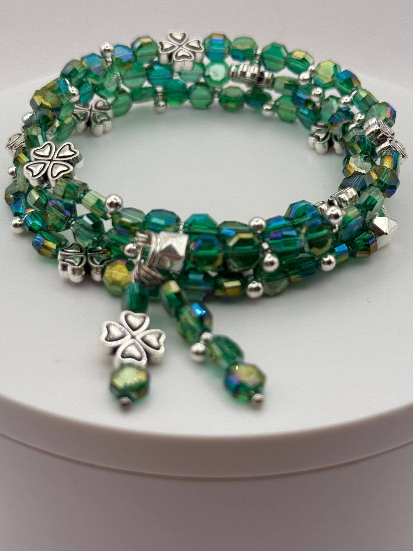 St. Patrick's Day Lucky Clover wrap bracelet