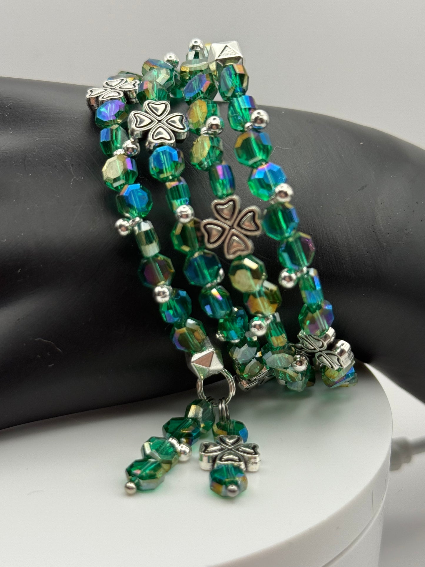 St. Patrick's Day Lucky Clover wrap bracelet