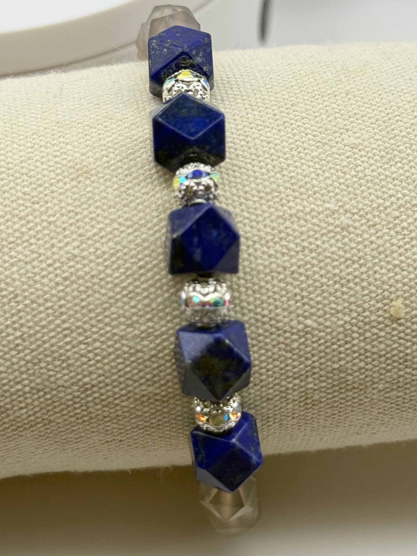 Lapis Lazuli and Labradorite Stretch bracelet 7.75"