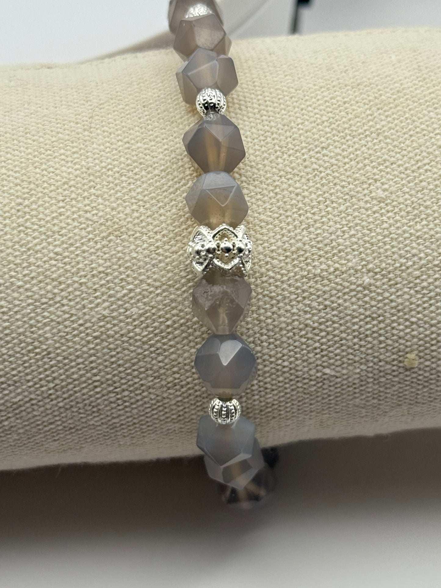 Lapis Lazuli and Labradorite Stretch bracelet 7.75"