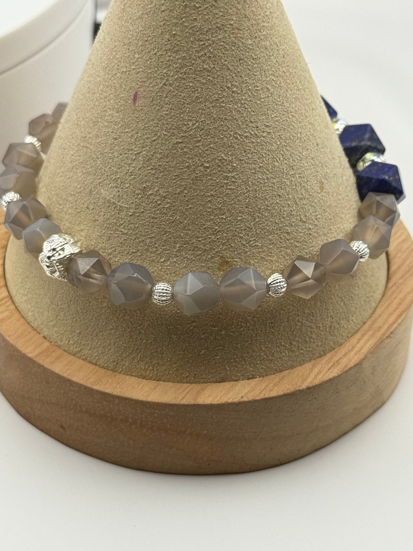 Lapis Lazuli and Labradorite Stretch bracelet 7.75"