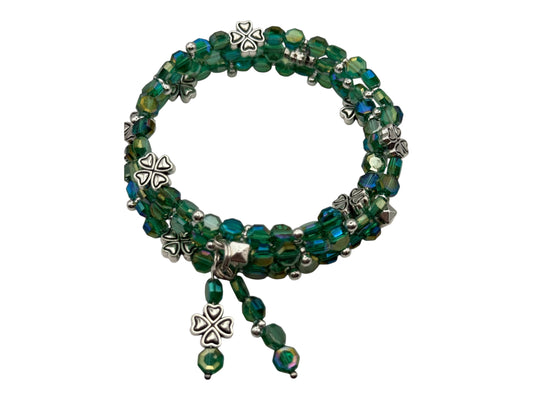 St. Patrick's Day Lucky Clover wrap bracelet