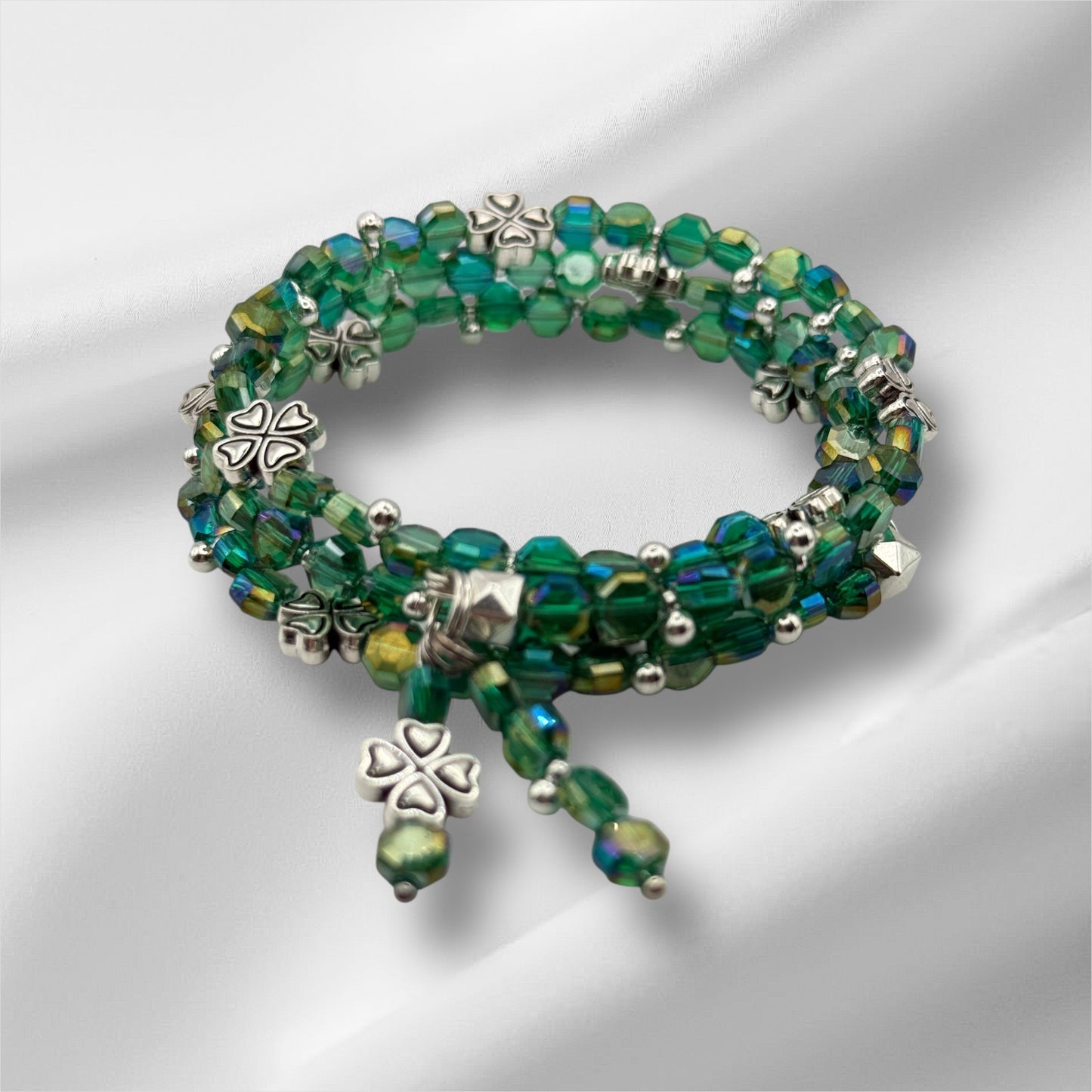St. Patrick's Day Lucky Clover wrap bracelet