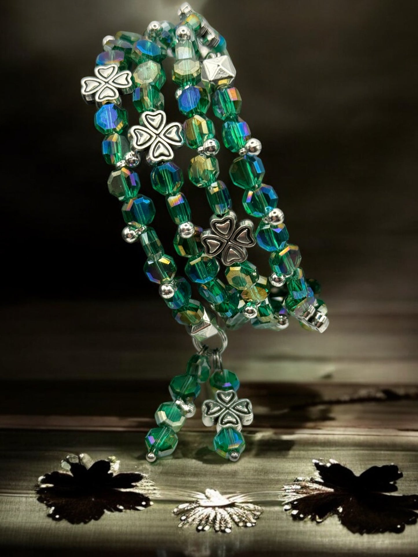 St. Patrick's Day Lucky Clover wrap bracelet