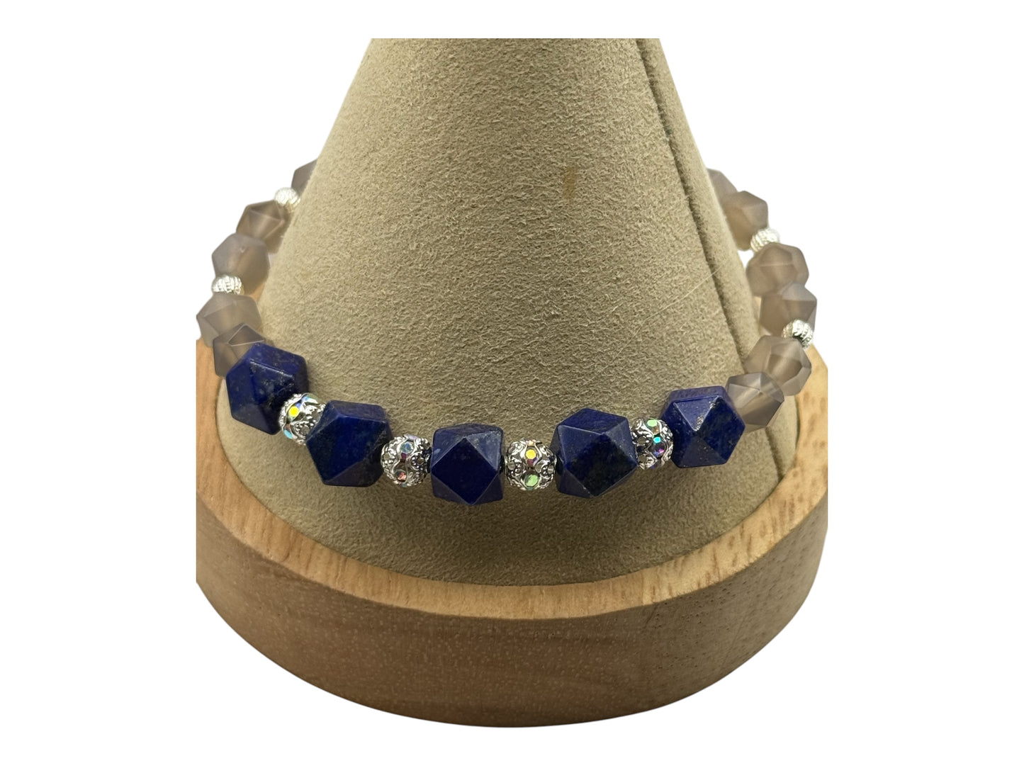 Lapis Lazuli and Labradorite Stretch bracelet 7.75"