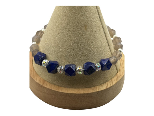 Lapis Lazuli and Labradorite Stretch bracelet 7.75"