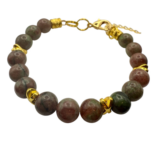 Unakite Crystal Wired Bracelet 7"