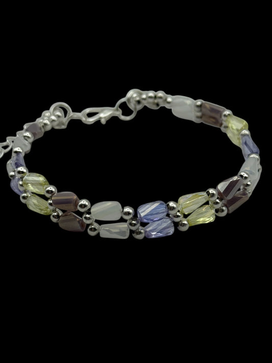 Pastel Shimmer Double Strand Bracelet 7.5"
