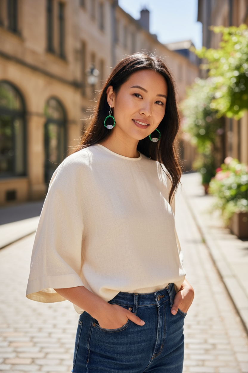 Cat Eye Selenite Beaded Earrings | Handmade Pink or Green Dangle Earrings | Lightweight Boho Jewelry | Gift for Her