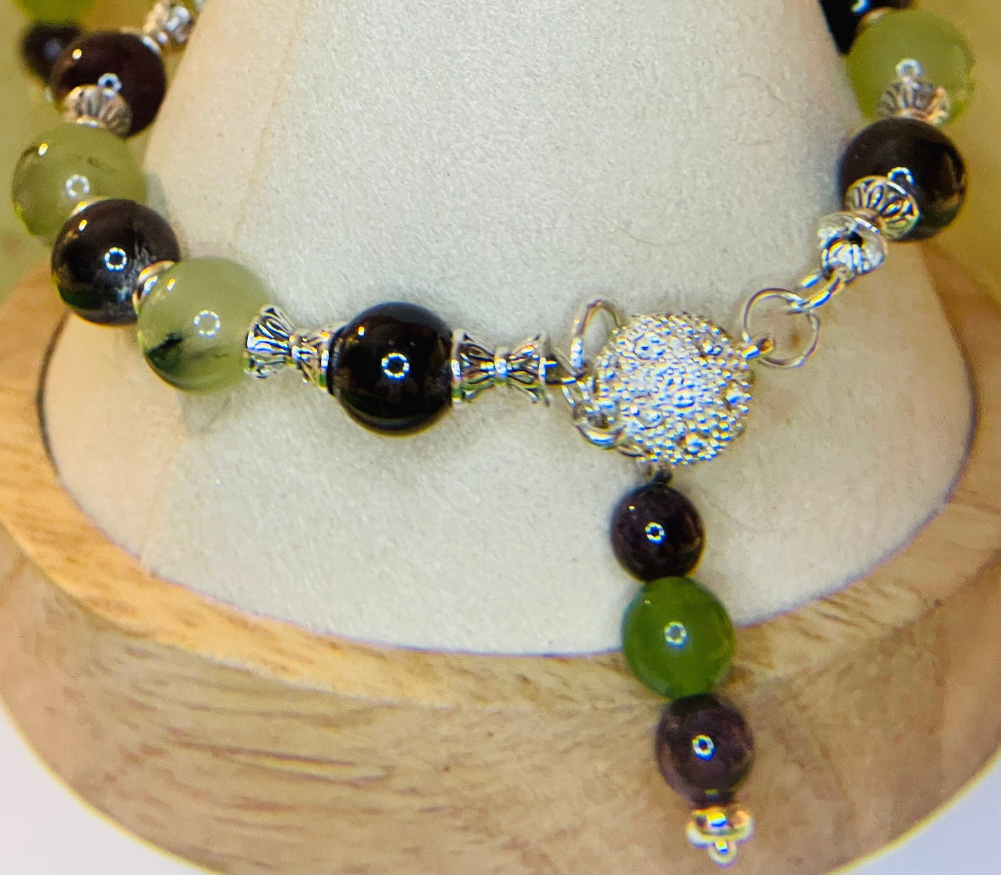 Peridot and Garnet combo 7.5&quot; with matching earrings