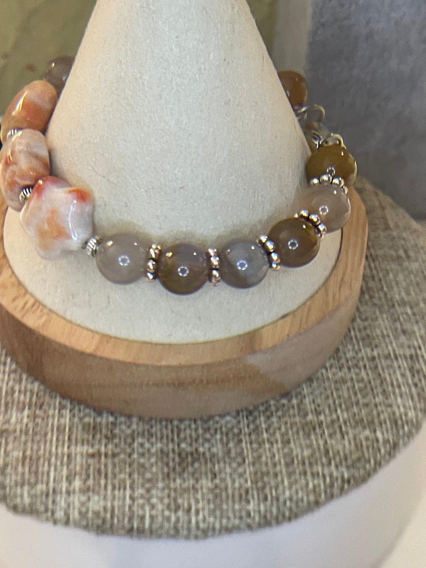 Starry Stone wire bracelet with matching earrings 7.5&quot;-8&quot;