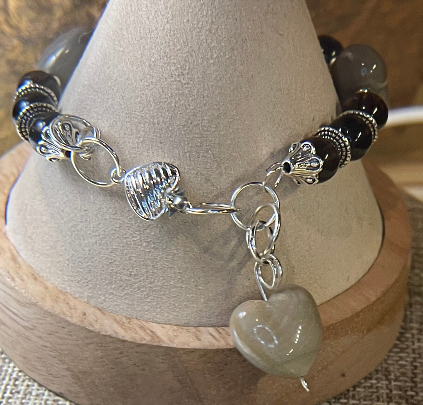 Smoky Hearts bracelet 7.5&quot;-7.75&quot;