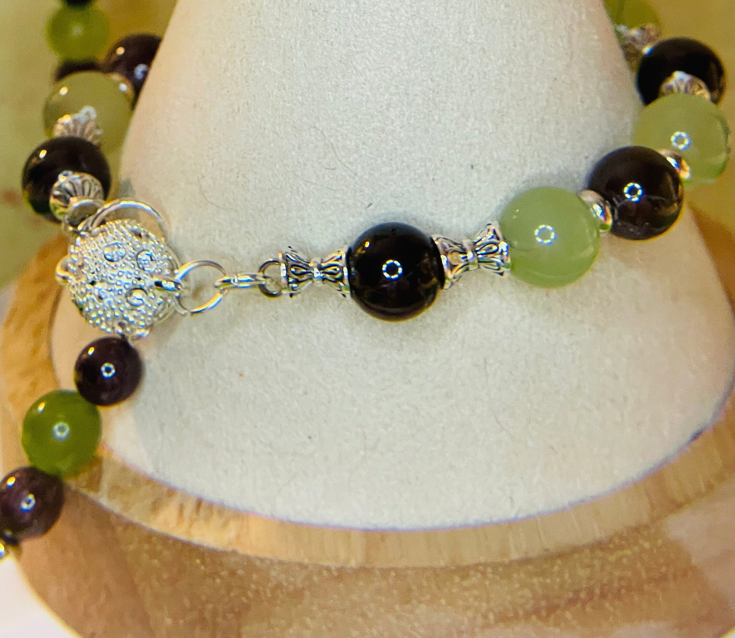 Peridot and Garnet combo 7.5&quot; with matching earrings