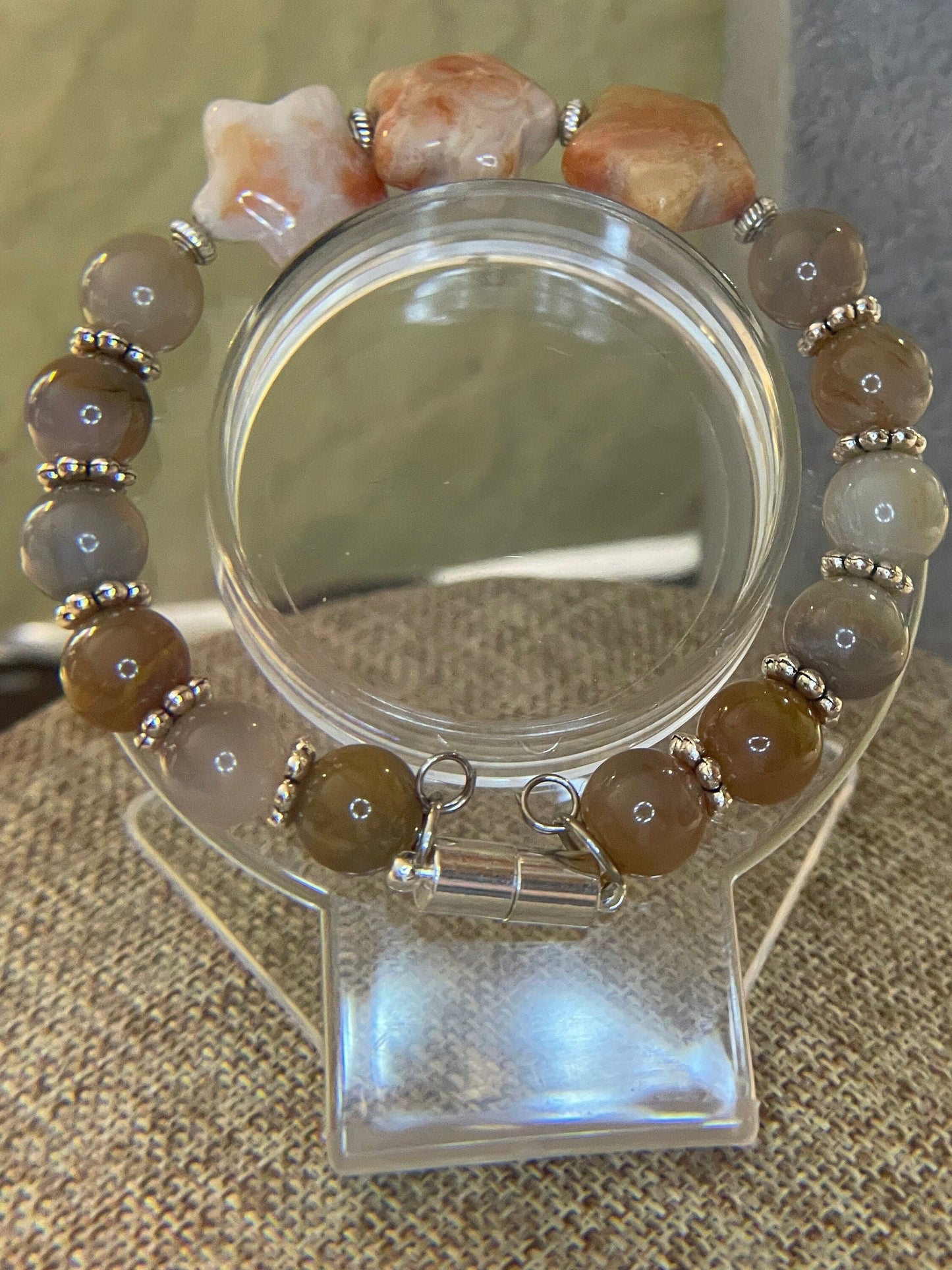 Starry Stone wire bracelet with matching earrings 7.5&quot;-8&quot;