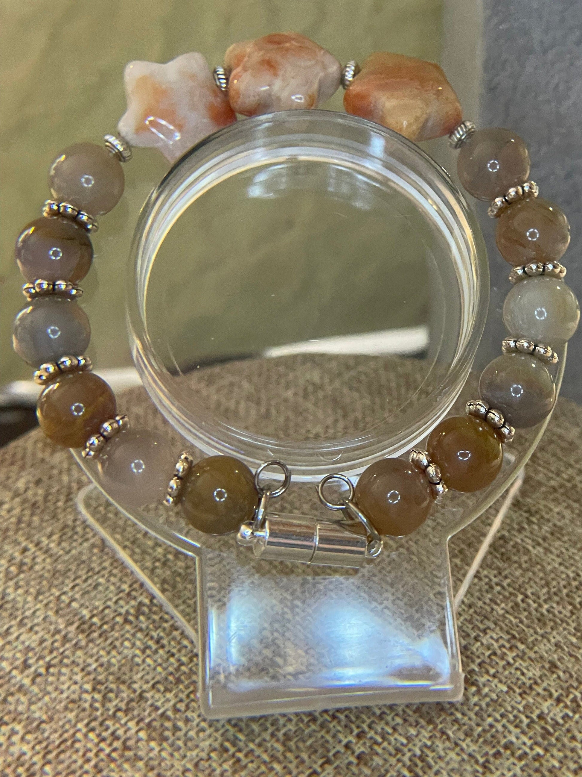 Starry Stone wire bracelet with matching earrings 7.5&quot;-8&quot;