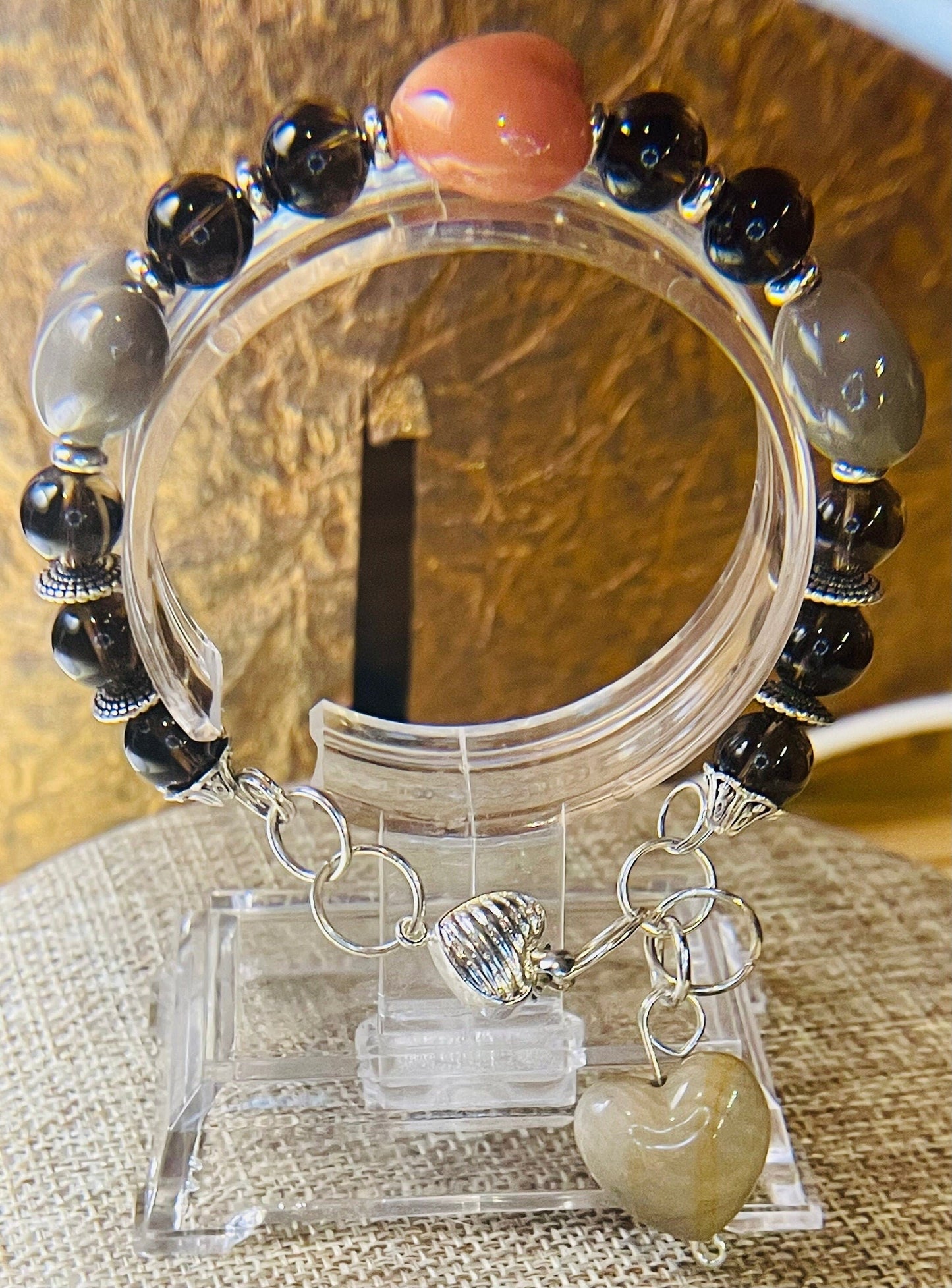 Smoky Hearts bracelet 7.5&quot;-7.75&quot;