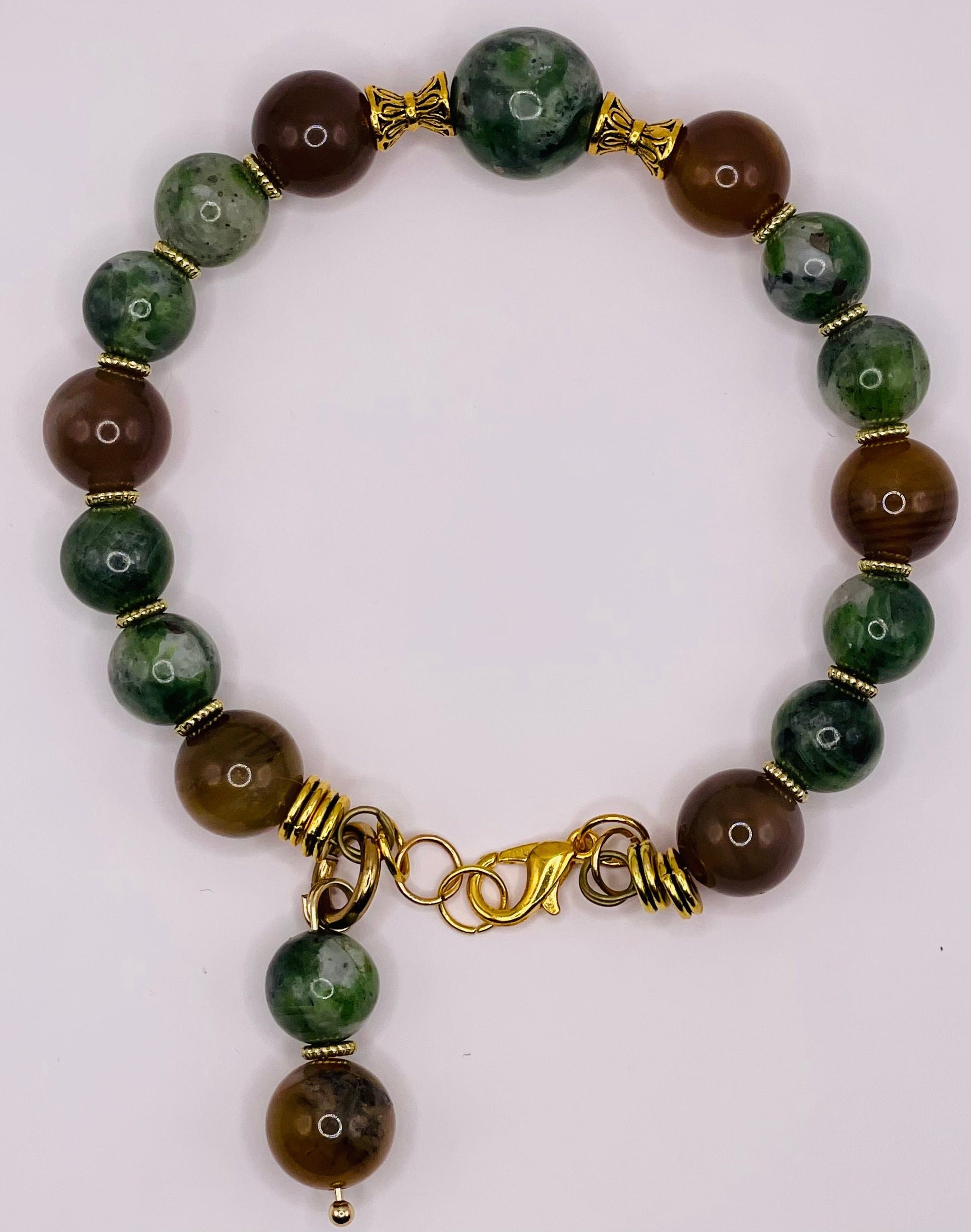 Special 7 Brown and Green wire bracelet 7.5&quot;