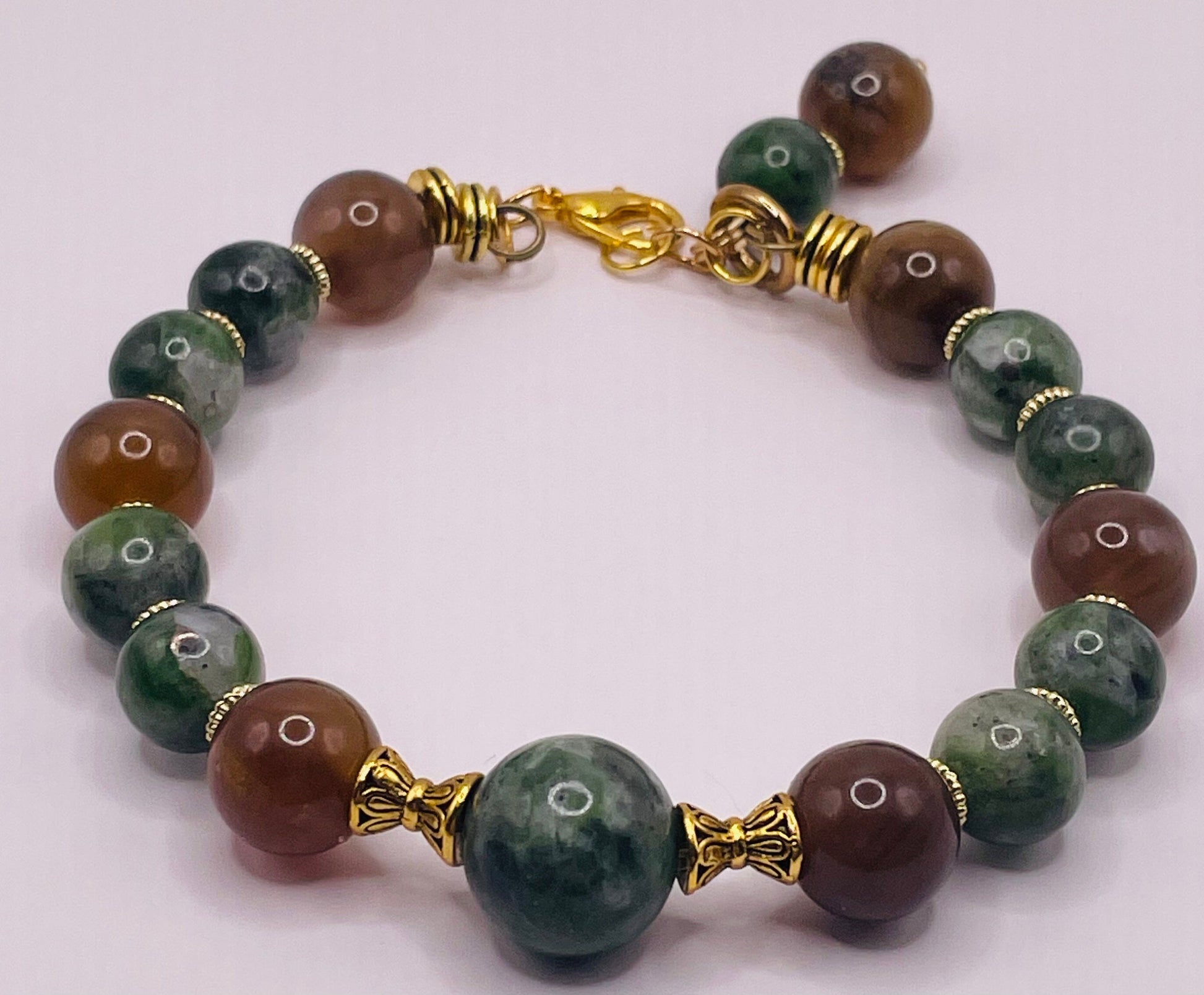Special 7 Brown and Green wire bracelet 7.5&quot;