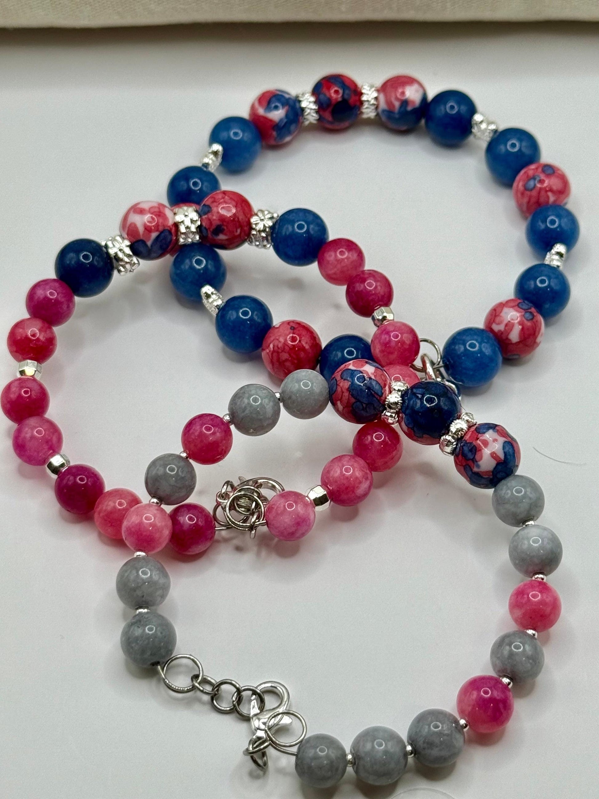 Colorful Agate and Jade Bracelets