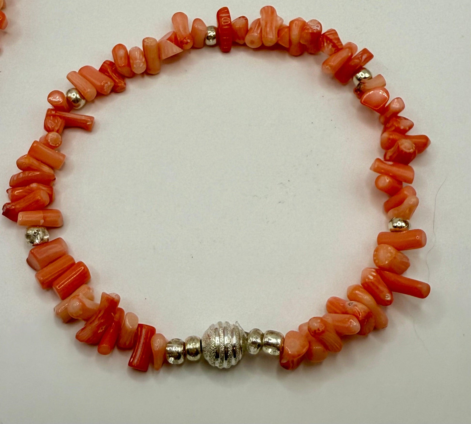 Coral 26&quot; Butterfly Pendant Necklace with Matching Stretch Bracelet 7.75&quot;-8&quot;