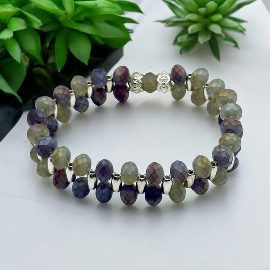 Blueberry Faceted Double Strand Stretch Bracelet 7.5&quot;