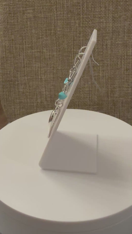 Turquoise Heart Dangle Earrings: Silver Boho Western Jewelry