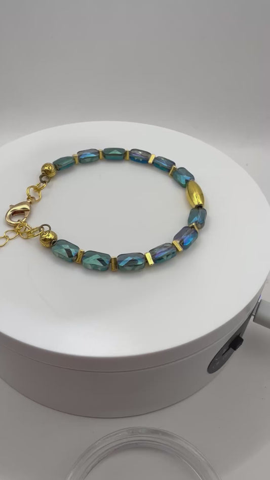 Blue and Green Prism Bracelet 7.5"